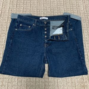 Zara mom fit jeans, size 8, dark blue.